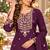 Purple silk blend readymade suit with embroidery & zari work