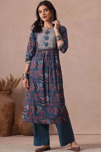 Women geometric printed indie prints kurta