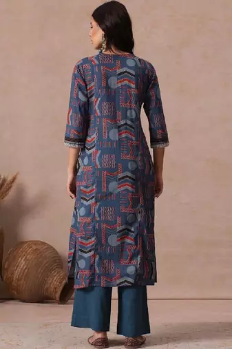 Women geometric printed indie prints kurta
