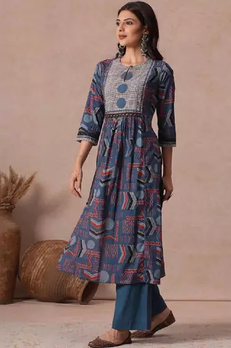 Women geometric printed indie prints kurta