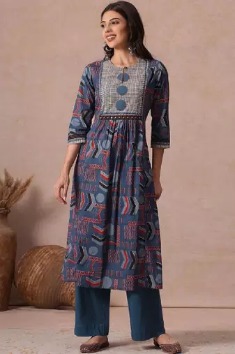 Women geometric printed indie prints kurta