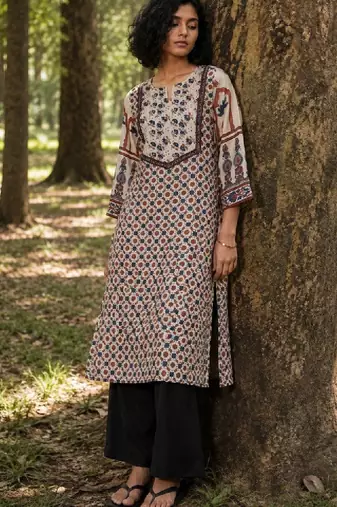 Women ethnic motifs printed indie prints kurta