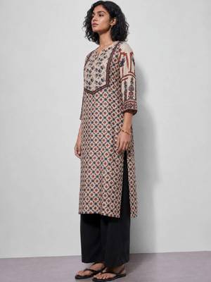 Women ethnic motifs printed indie prints kurta 2