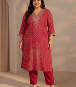 Women ethnic motifs printed thread work kurta