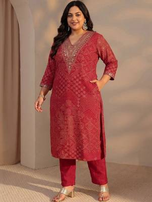 Women ethnic motifs printed thread work kurta 2