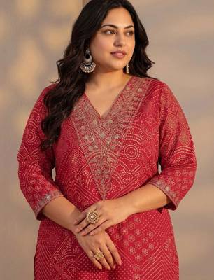 Women ethnic motifs printed thread work kurta 3