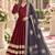 Maroon rayon readymade navratri anarkali suit with embroidery & gotapatti work