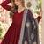 Maroon rayon readymade navratri anarkali suit with embroidery & gotapatti work