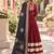 Maroon rayon readymade navratri anarkali suit with embroidery & gotapatti work