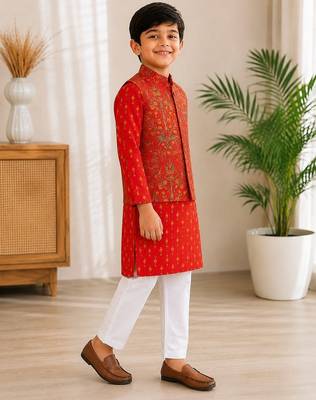 Red jaal boota kurta set 2