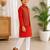 Red jaal boota kurta set