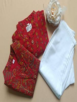 Red jaal boota kurta set 5