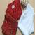 Red jaal boota kurta set
