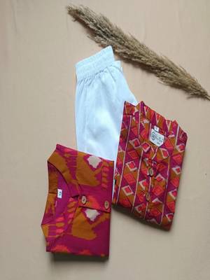 Boys rani pink ikkat kurta set 5