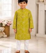 Boys lime green kurta set