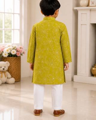 Boys lime green kurta set 4