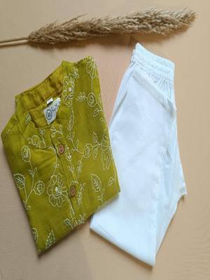 Boys lime green kurta set 5