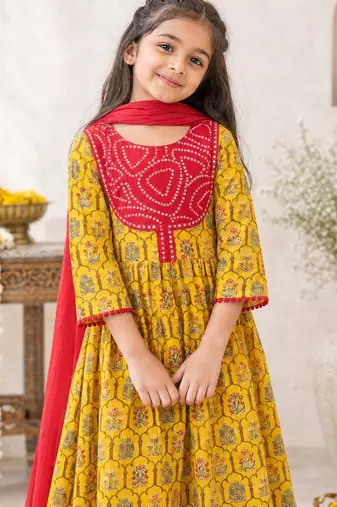 Girls yellow flare suit set