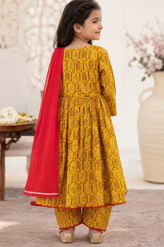 Girls yellow flare suit set