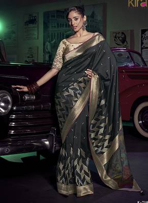 black viscose silk blend with 3d weaved pallu festival wear saree 1