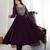 Elegant purple anarkali gown suit with embroidered dupatta