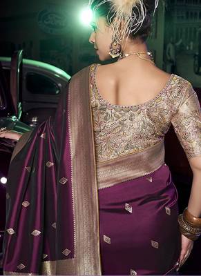 wine viscose silk blend with 3d weaved pallu festival wear saree 4