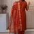 ORANGE MULIT THRADE EMBRODEIRY WORK FABRIC COTTON BLEND WOMEN KURTI 3PCS SET