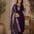 PURPLE MULIT THRADE EMBRODEIRY WORK FABRIC COTTON BLEND WOMEN KURTI 3PCS SET