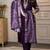 PURPLE MULIT THRADE EMBRODEIRY WORK FABRIC COTTON BLEND WOMEN KURTI 3PCS SET