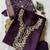 PURPLE MULIT THRADE EMBRODEIRY WORK FABRIC COTTON BLEND WOMEN KURTI 3PCS SET