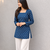 Women's Rayon Ajrakh Printed Jaipuri  Short Blue Kurti