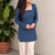 Women's Rayon Ajrakh Printed Jaipuri  Short Blue Kurti