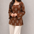 Women's Rayon Ajrakh Printed Jaipuri  Short Brown Kurti