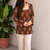 Women's Rayon Ajrakh Printed Jaipuri  Short Brown Kurti