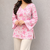Women's Rayon Floral Printed Jaipuri  Short Pink Kurti