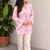 Women's Rayon Floral Printed Jaipuri  Short Pink Kurti