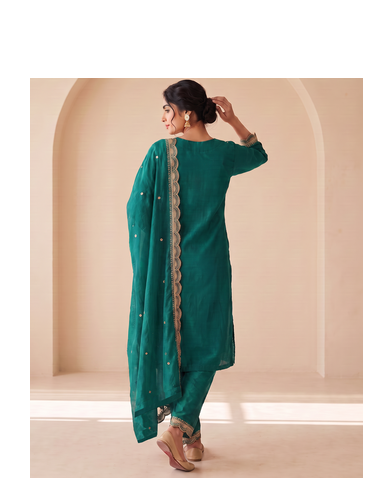 Teal Green Embroidered Pakistani Suit with Dupatta 4