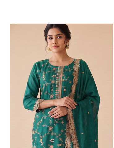 Teal Green Embroidered Pakistani Suit with Dupatta 5