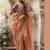 peach zari tissue lace work festive wear saree