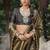 khaki zari tissue lace work festive wear saree