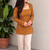 Women's Rayon Ajrakh Printed Jaipuri  Short Orange Kurti
