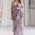 Lavender star georgette sequence & mirror work saree with unstitched blouse