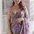 Lavender star georgette sequence & mirror work saree with unstitched blouse