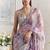 Lavender star georgette sequence & mirror work saree with unstitched blouse