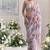 Lavender star georgette sequence & mirror work saree with unstitched blouse