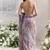 Lavender star georgette sequence & mirror work saree with unstitched blouse
