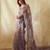 Lavender star georgette sequence & mirror work saree with unstitched blouse