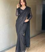 Blacki party wear soft georgette sequin work saree with latkans