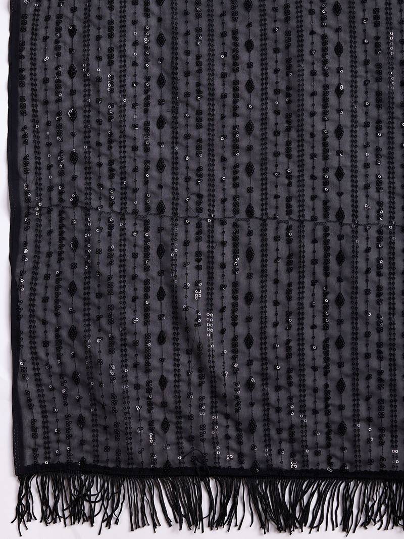 Blacki party wear soft georgette sequin work saree with latkans