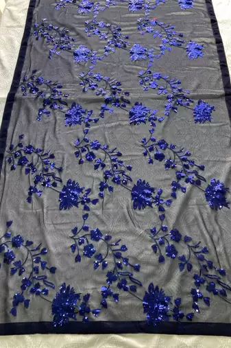Navy Blue party wear soft georgette sequin work saree